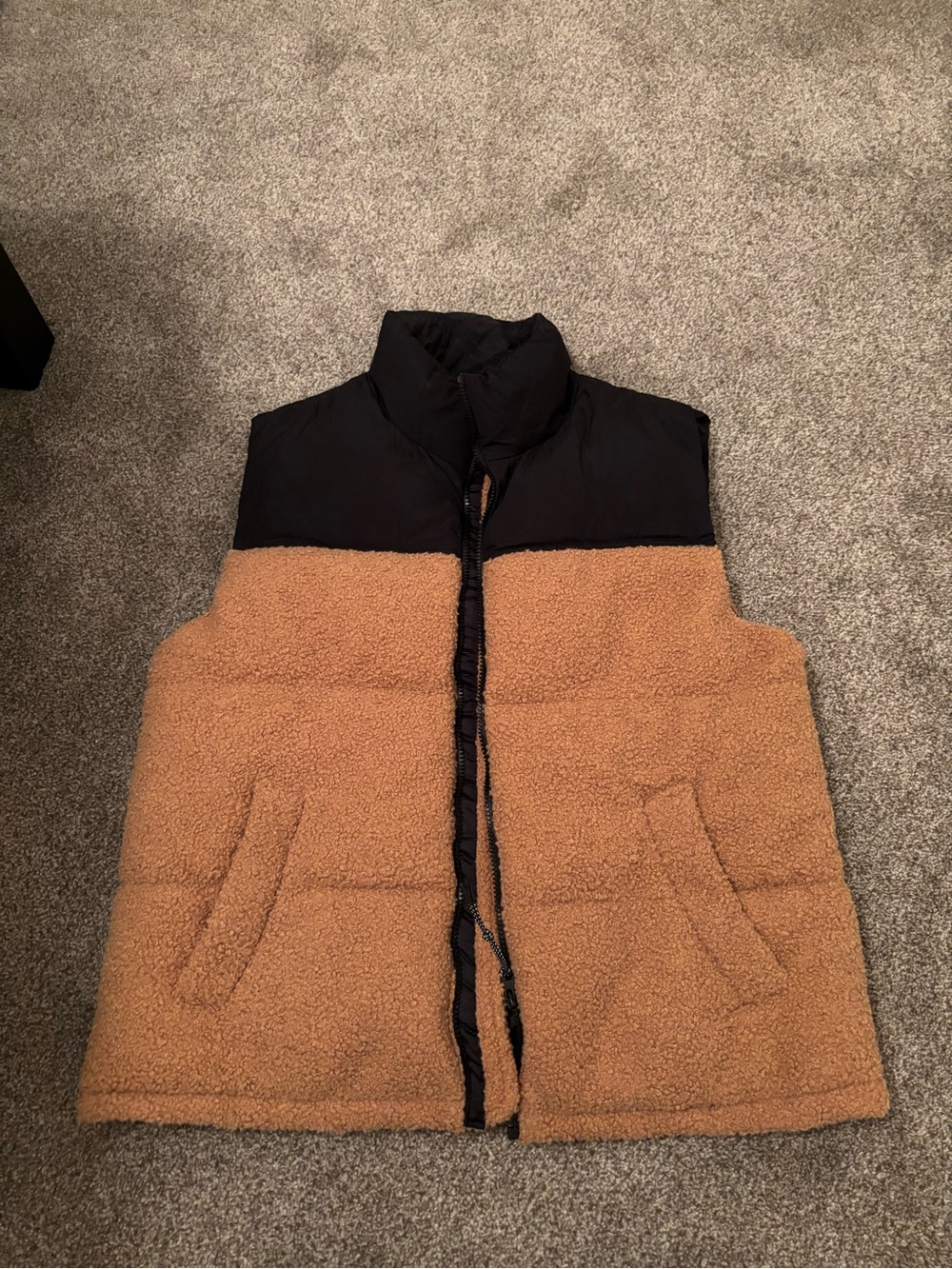 Target Women's Two-Tone Sherpa Vest - Black & Tan